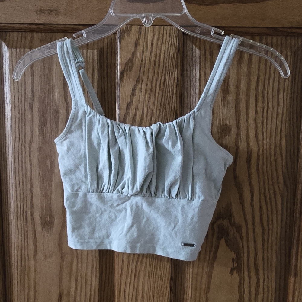 Hollister Light Blue Ruched Crop Top